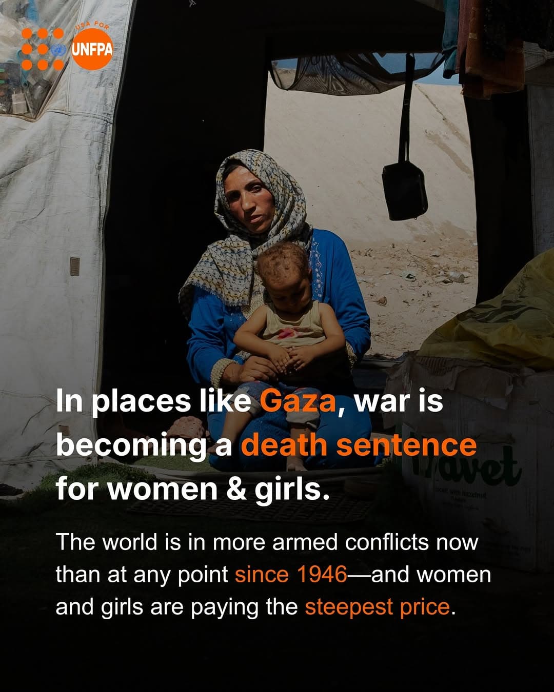 Advocacy graphic highlighting dangers facing women in conflict zones