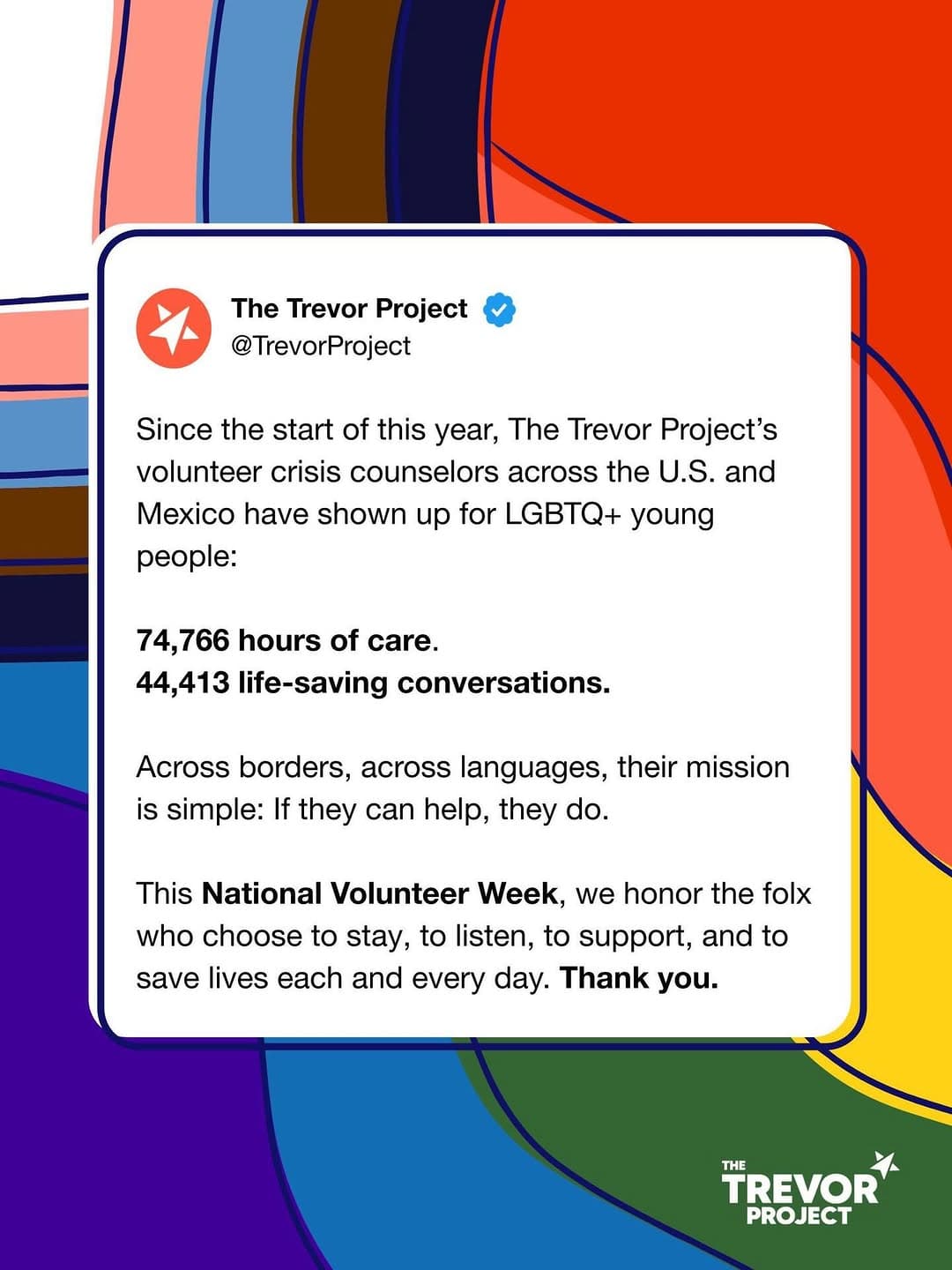 Trevor Project volunteer counselors honored during National Volunteer Week