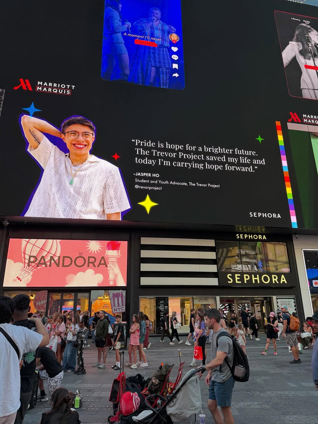 Trevor Project youth advocate Jasper featured on Times Square Pride billboard