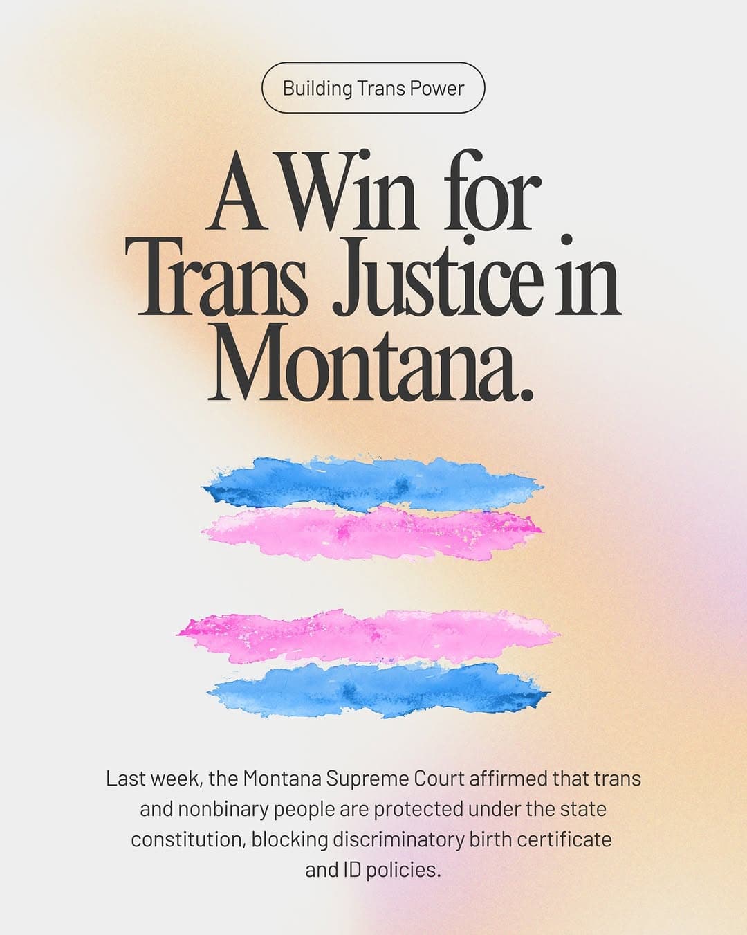 Graphic celebrating Montana Supreme Court trans rights ruling